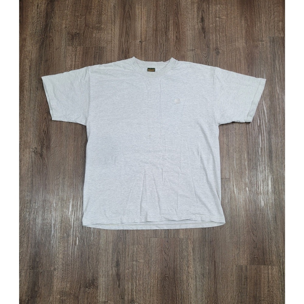 Vintage Timberland Weathergear Tee XL Gray Embroidered Logo Workwear Outdoor